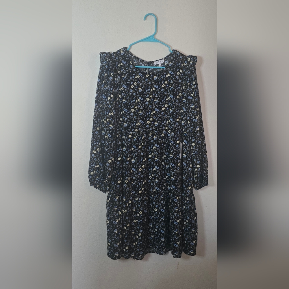 Calista Floral Long Sleeve Mini Bohemian Dress Cottagecore New Size Small